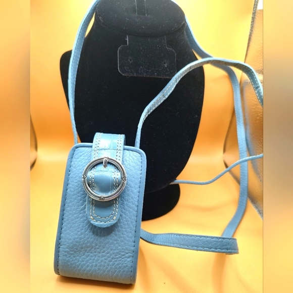 Brighton Cell Phone Case Light Blue  Leather Purse Long Strap Crossbody … - Picture 1 of 12
